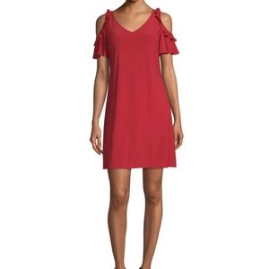 Bright Red MSK-Petite Short Cold-Shoulder Sleeve Shift Dress ❤💋